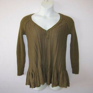 Free People Ribs and Ruffles Knit Peplum Olive